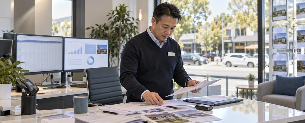 Illustration of a person working as a real estate agency principal