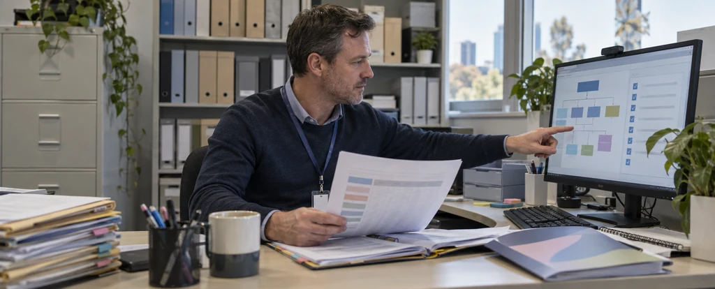 Illustration of a person working as a records manager