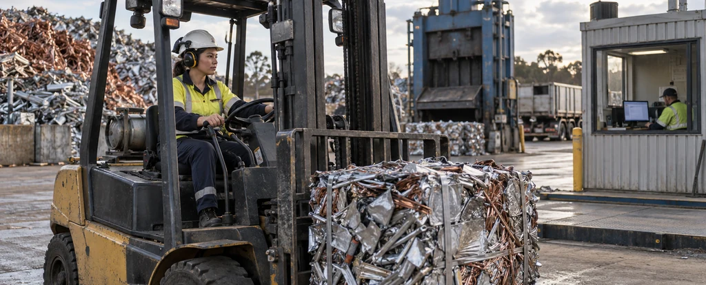 Illustration of a person working as a scrap metal recycler