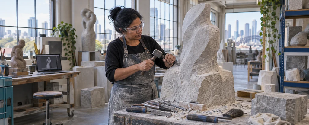 Illustration of a person working as a sculptor