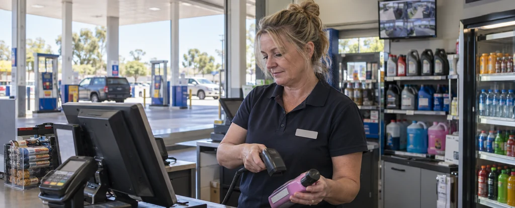 Illustration of a person working as a service station attendant