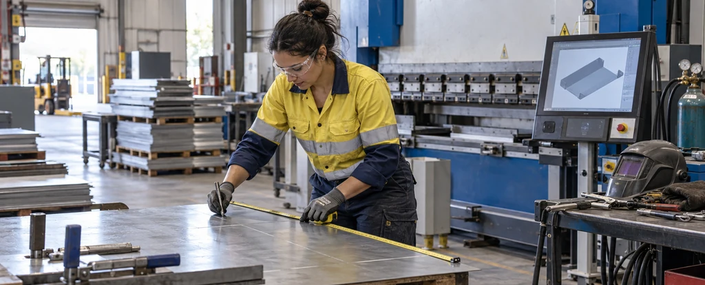 Illustration of a person working as a sheet metal worker