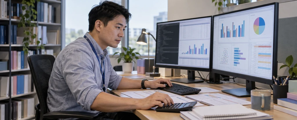 Illustration of a person working as a statistical assistant