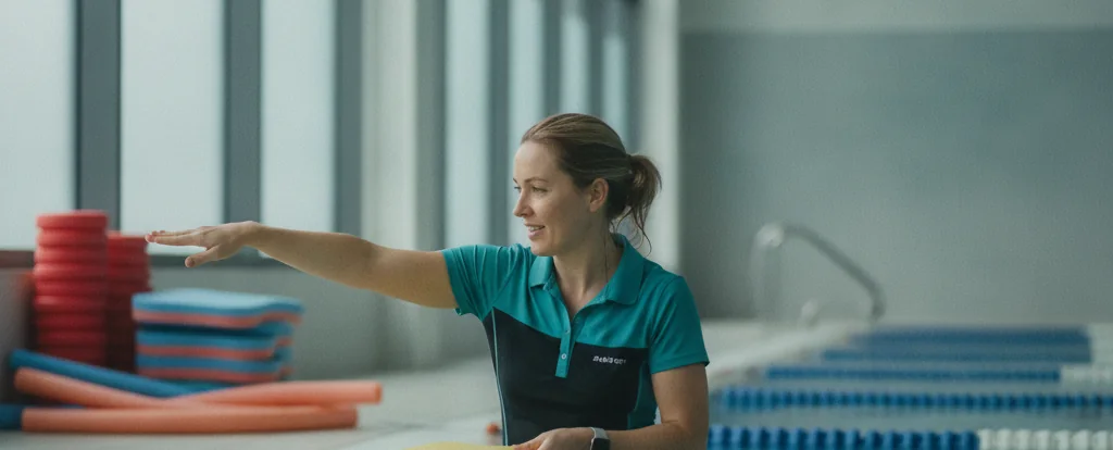 Illustration of a person working as a swim instructor