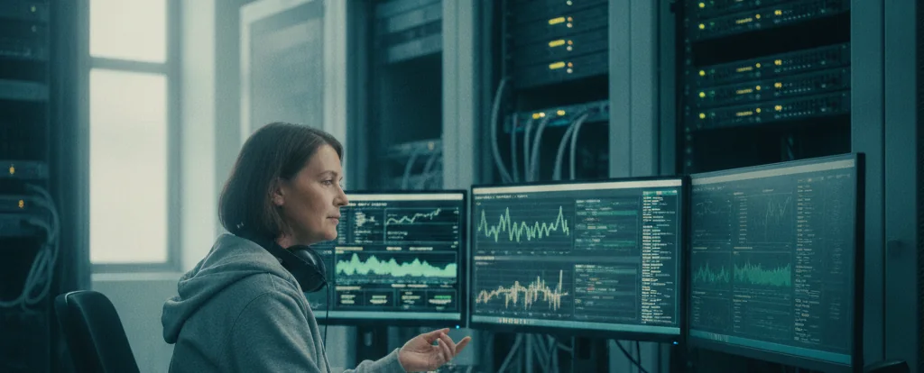 Illustration of a person working as a systems administrator