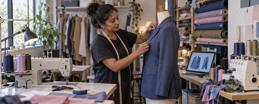 Illustration of a person working as a tailor