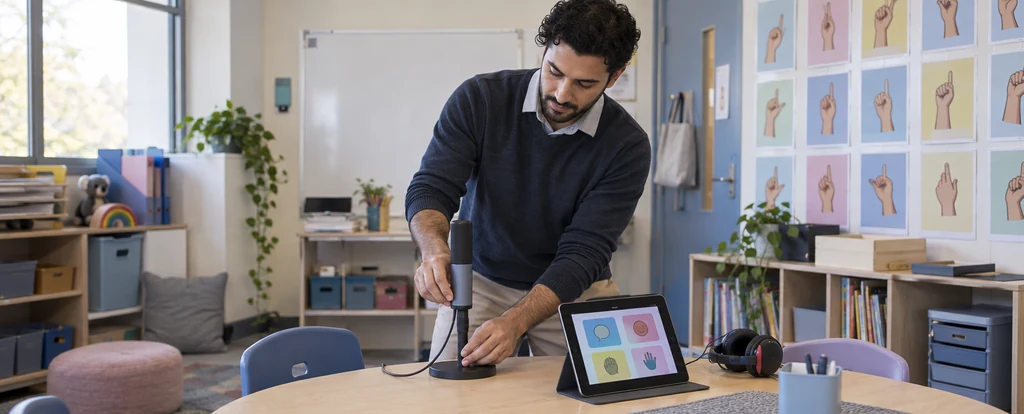 Illustration of a person working as a teacher of the deaf
