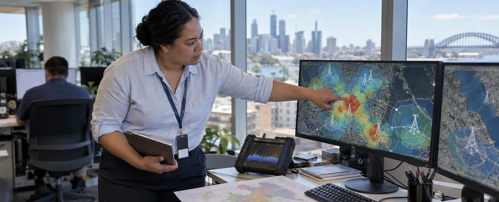 Illustration of a person working as a telecommunications network planner