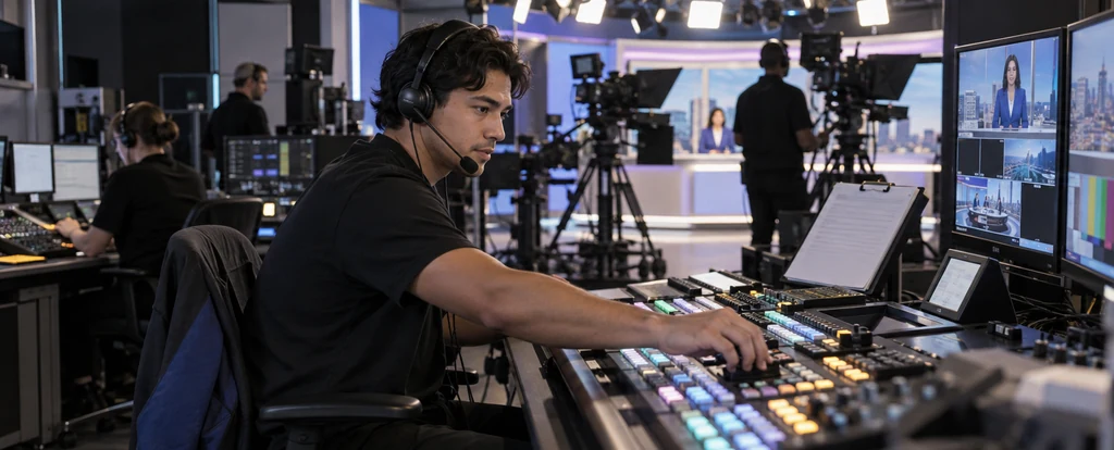 Illustration of a person working as a television equipment operator