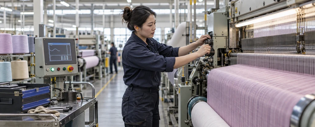 Illustration of a person working as a textile machine operator