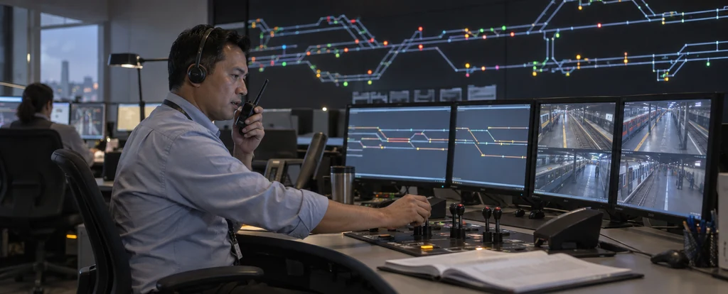 Illustration of a person working as a train controller
