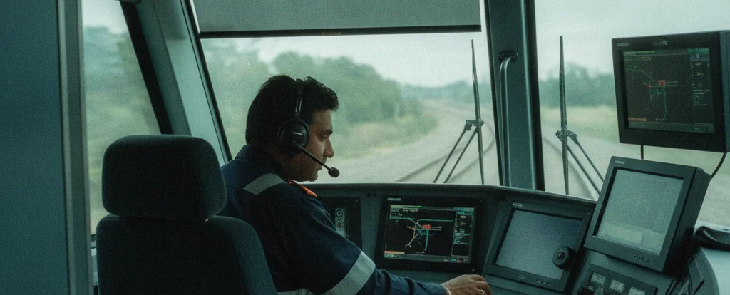Illustration of a person working as a train driver