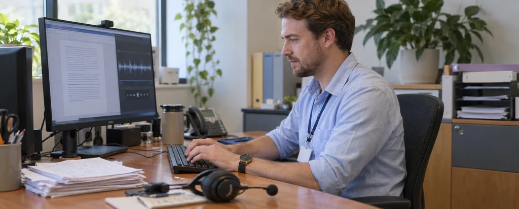 Illustration of a person working as a typist