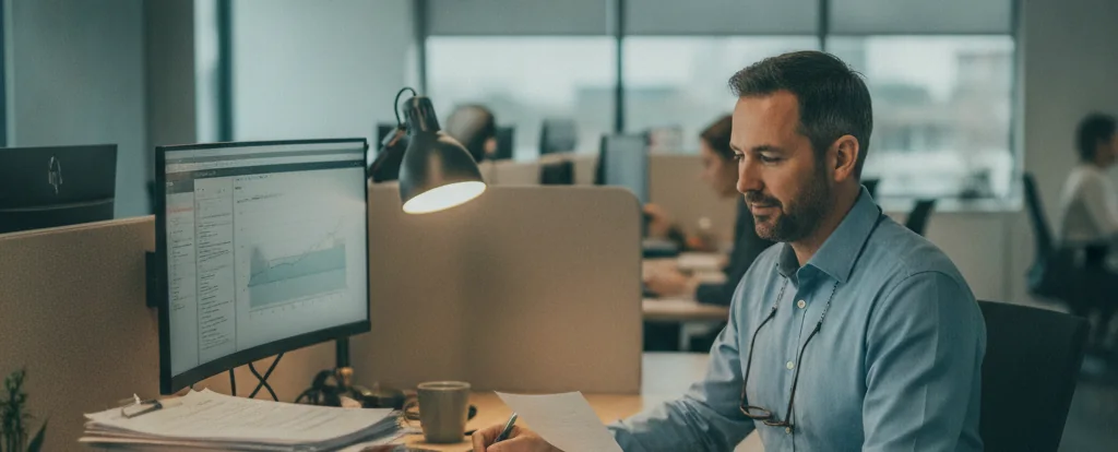 Illustration of a person working as an underwriter
