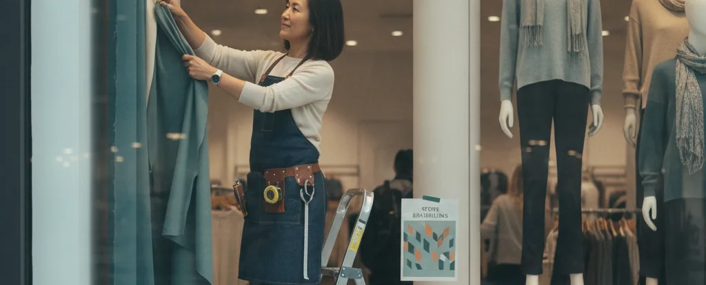 Illustration of a person working as a visual merchandiser