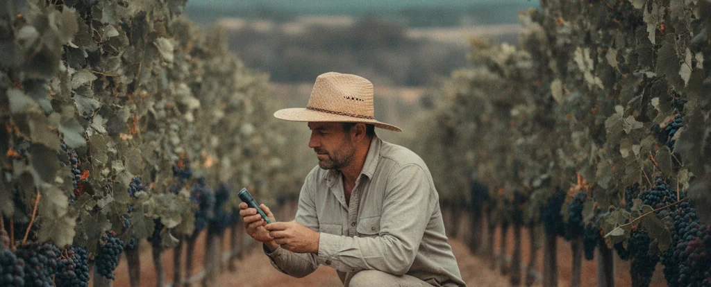 Illustration of a person working as a viticulturist