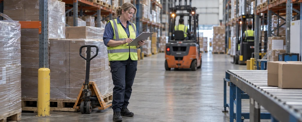 Illustration of a person working as a warehouse manager