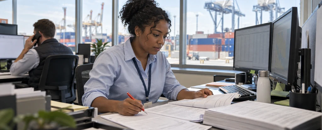 Illustration of a person working as a customs broker
