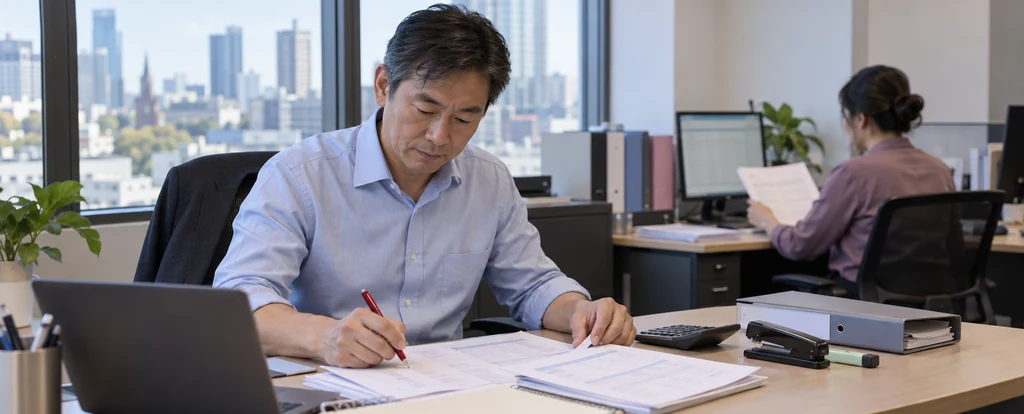 Illustration of a person working as a financial accountant