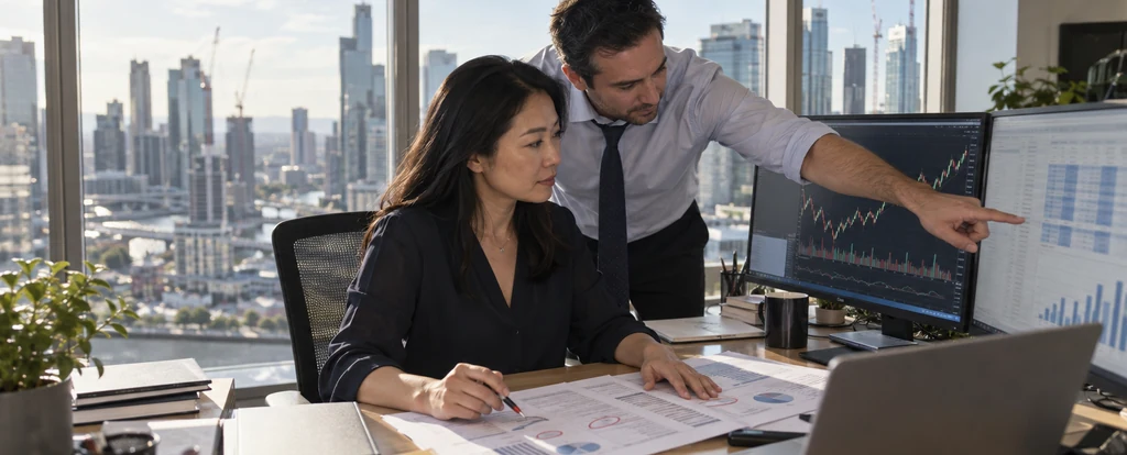 Illustration of a person working as an investment analyst