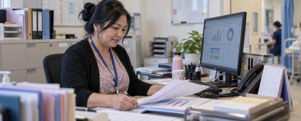 Illustration of a person working as a medical administrator