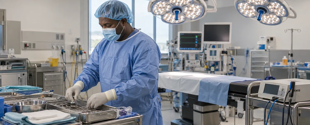 Illustration of a person working as an operating theatre technician