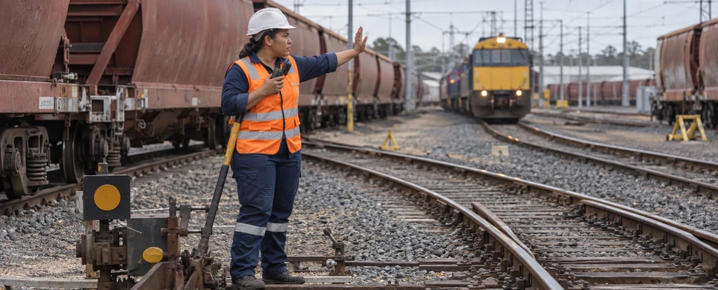 Illustration of a person working as a railway shunter