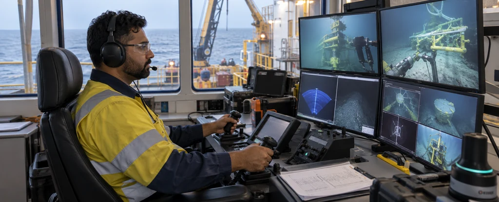Illustration of a person working as an rov pilot