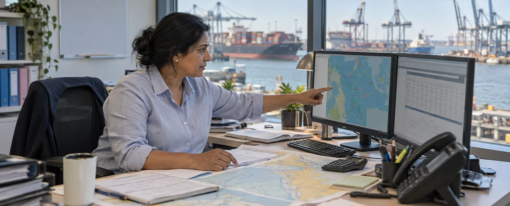 Illustration of a person working as a shipbroker