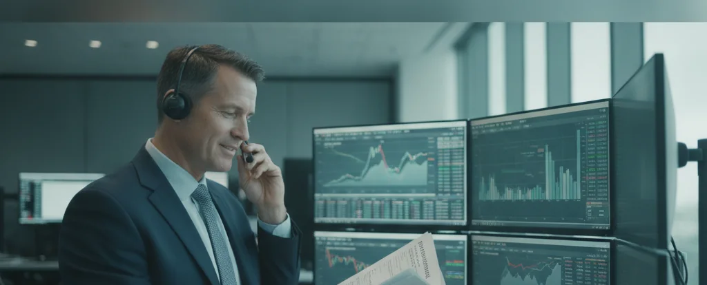Illustration of a person working as a stockbroker