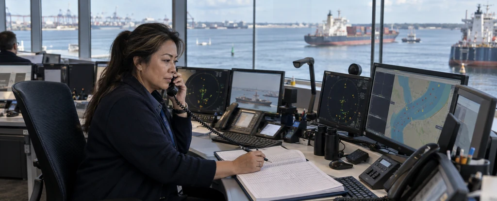 Illustration of a person working as a vessel traffic service operator