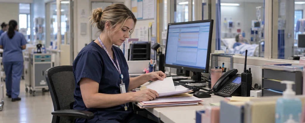 Illustration of a person working as a ward clerk
